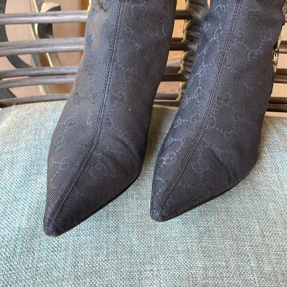 Gucci vintage GG monogram black cloth boots - Picture 8 of 16